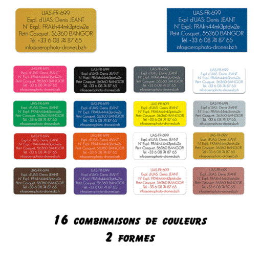 Choix parmi 16 combinaisons de couleurs