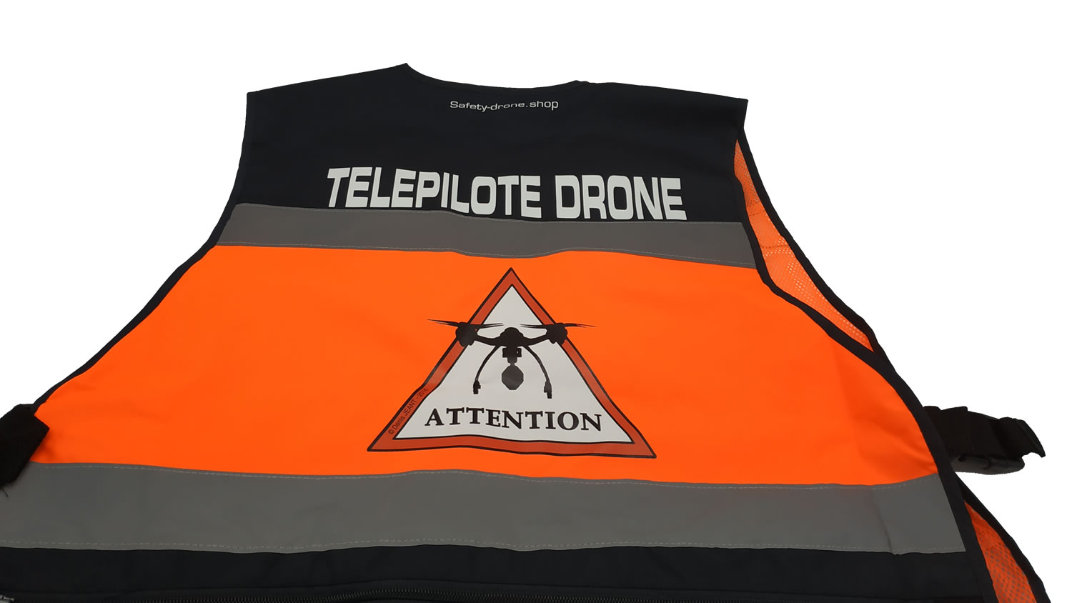 Option panneau attention drone au dos du gilet