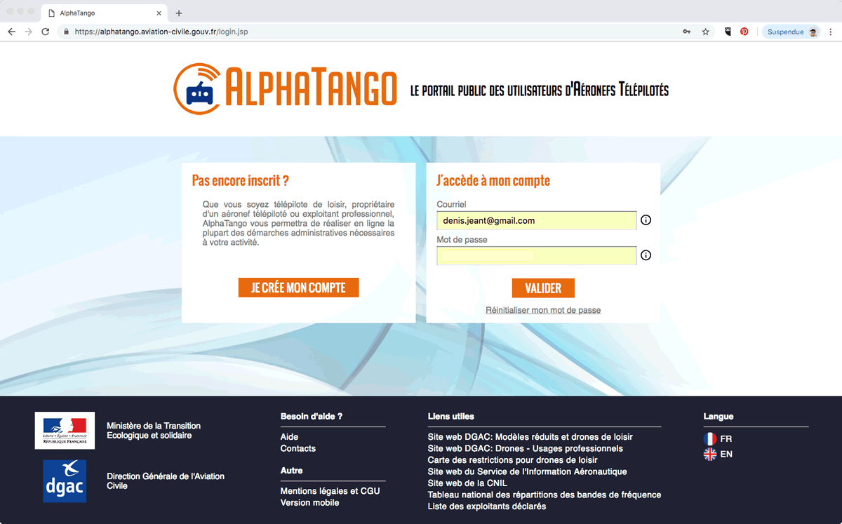 Alpha Tango: Le portail des utilisateurs de drones en France