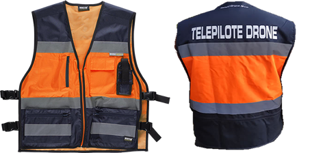 Gilet de sécurité orange pour télépilote