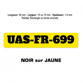 Plaquette numéro enregistrement drone noir sur jaune