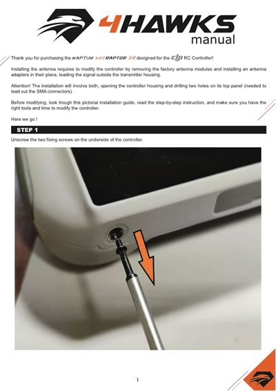 Mode d'emploi PDF d'adaptation du Raptor pour la radiocommande DJI® RC