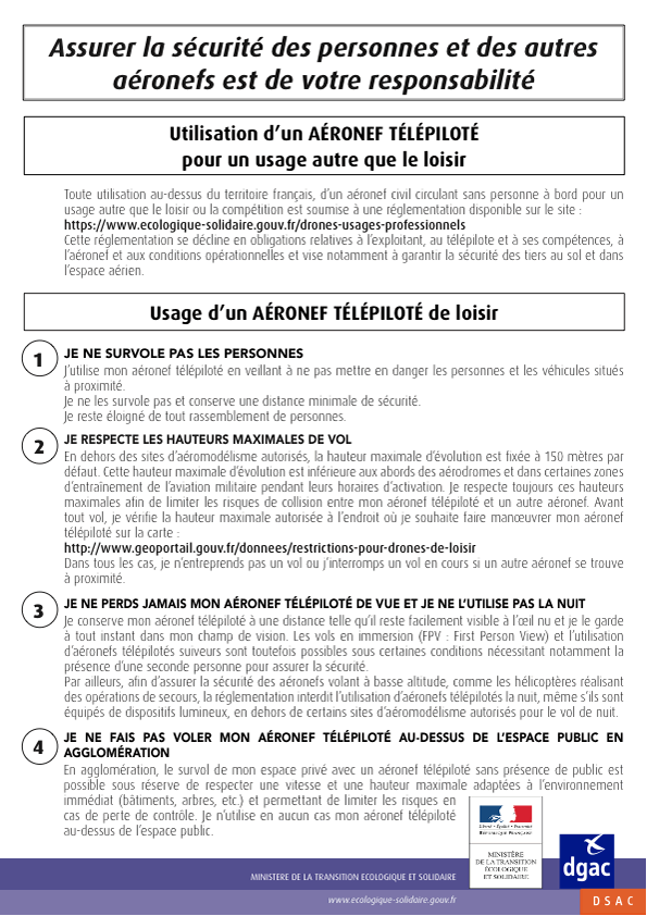 Notice d'usage drones loisir