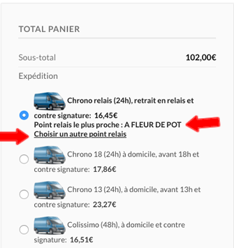 Point relais le plus proche et lien carte