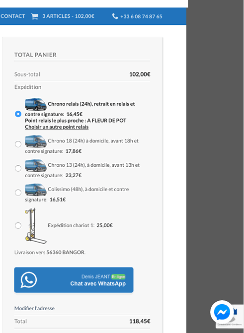 Nouvelle interface choix expédition