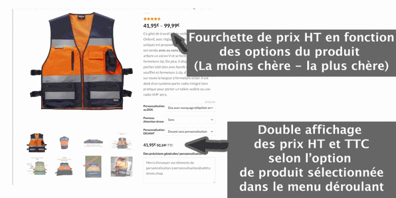 Affichage des prix HT et TTC