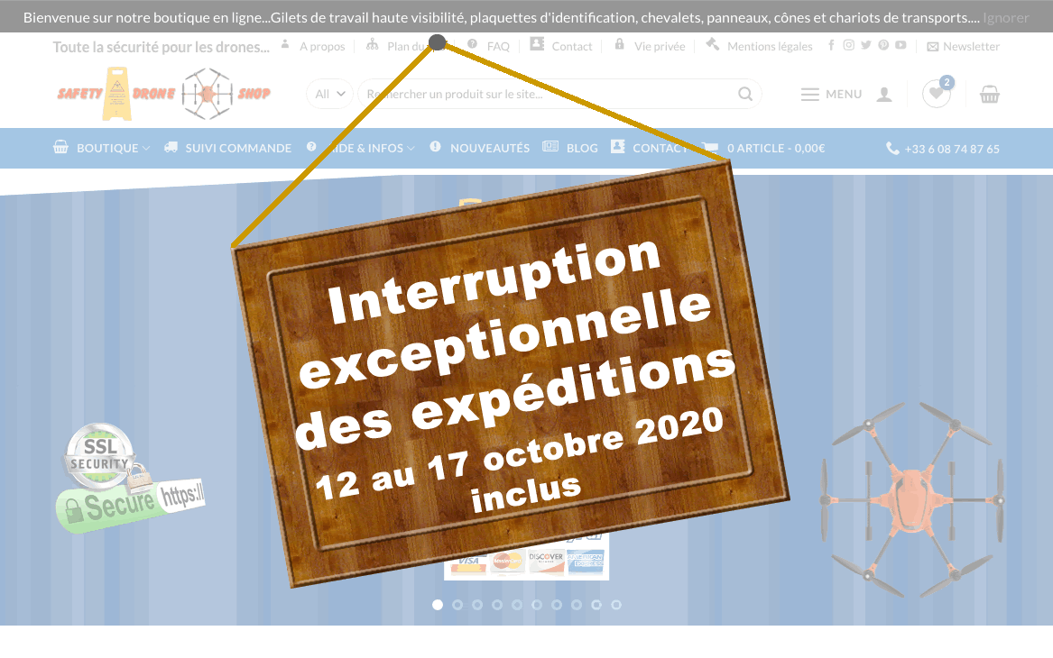 Interruption exceptionnelle des expédition du 12 au 17 octobre 2020