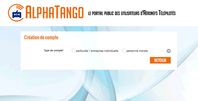 Création d'un compte AlphaTango