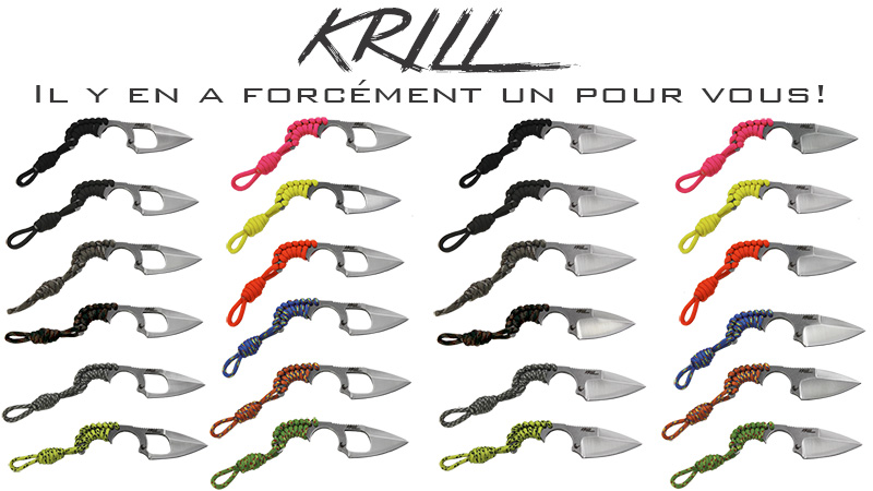Tous les couteaux Krill et un choix de 12 coloris de paracorde