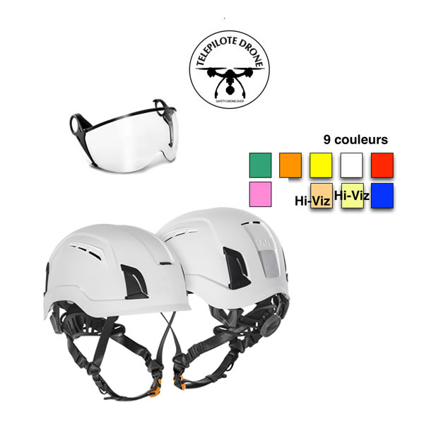 CASQUE DE CHANTIER DOUBLE COQUE AVEC VISIÈRE ESCAMOTABLE INTEGRÉE