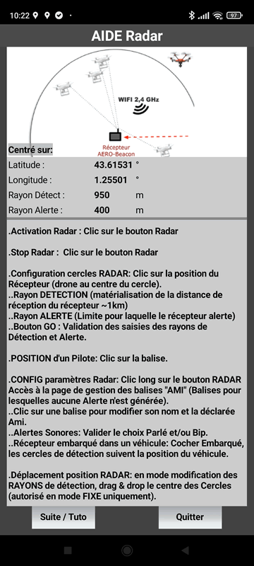 Aide du mode RADAR intégrée