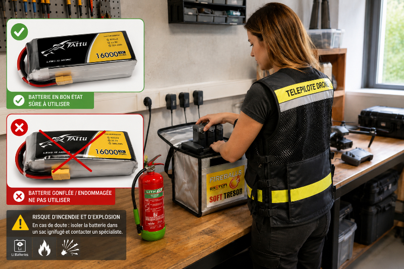Situations à risques et batteries au lithium dont charge