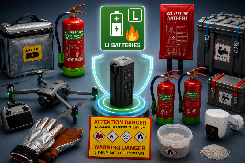 Matériel de sécurité pour prévenir et faire face aux feux au lithium
