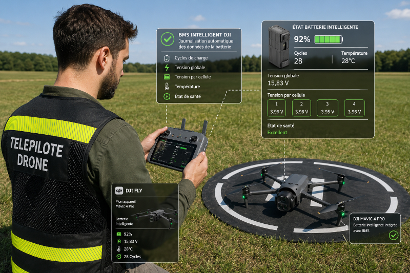 Contrôle de sa batterie pour drone via la radiocommande pour les batteries dites intelligentes