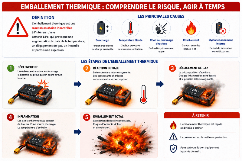 L'emballement thermique lors d'un feu de batterie au lithium