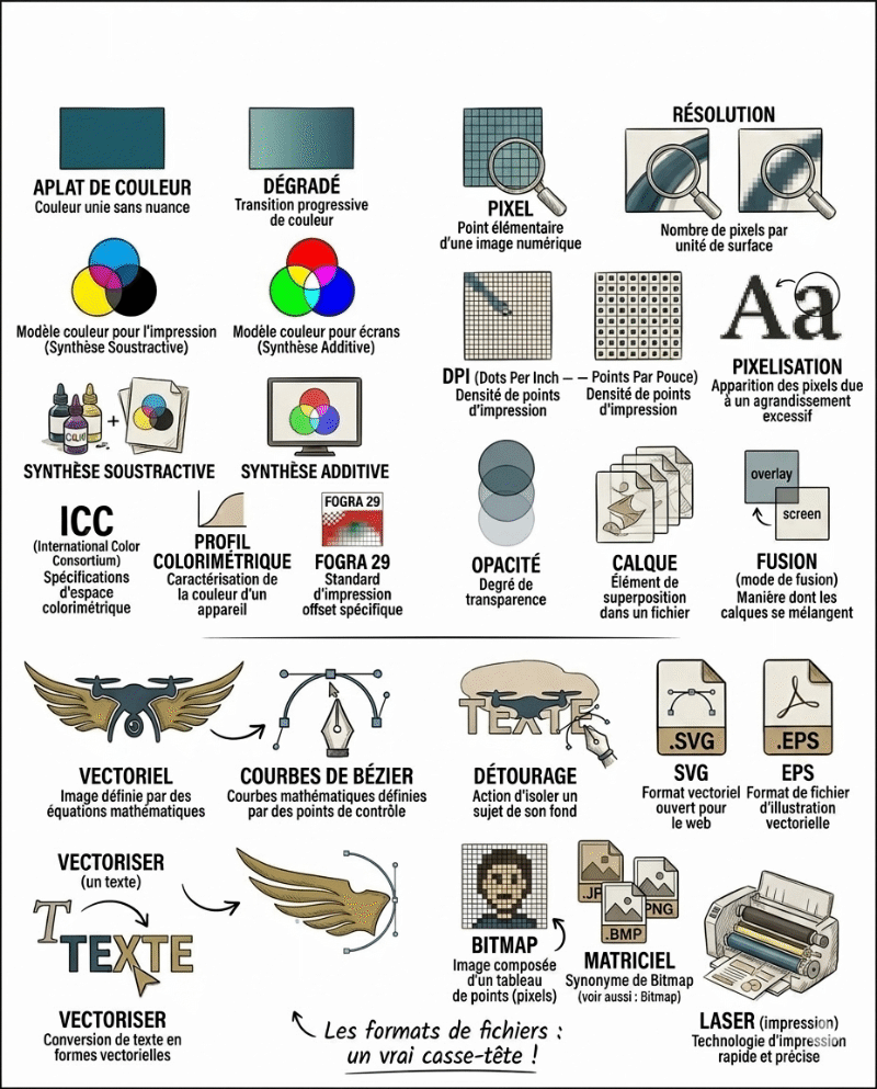 Illustration d'un lexique sur le graphisme