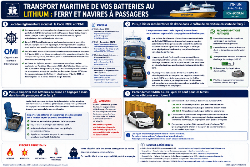 Réglementation sur le transport maritime des batteries lithium comme passager