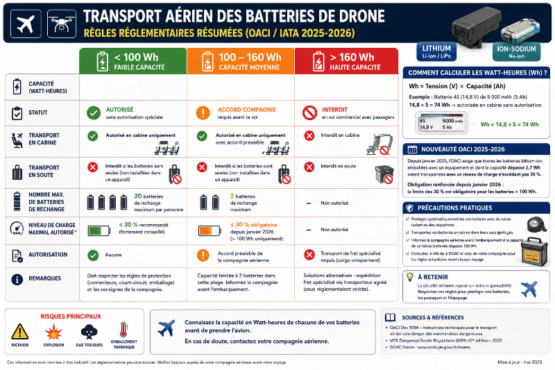 Réglementation sur le transport aérien des batteries lithium comme passager