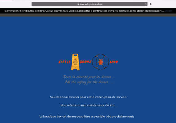 Page maintenance de boutique safety-drone.shop
