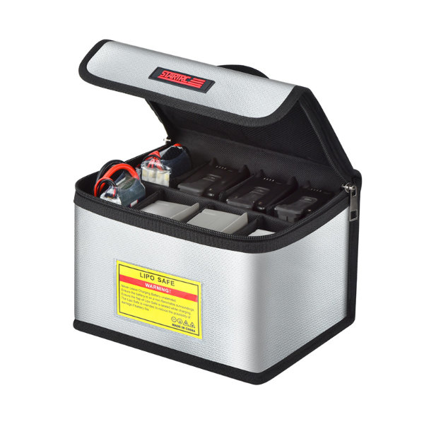 Sac ignifugé M1 compartimenté innovant pour batteries ouvert