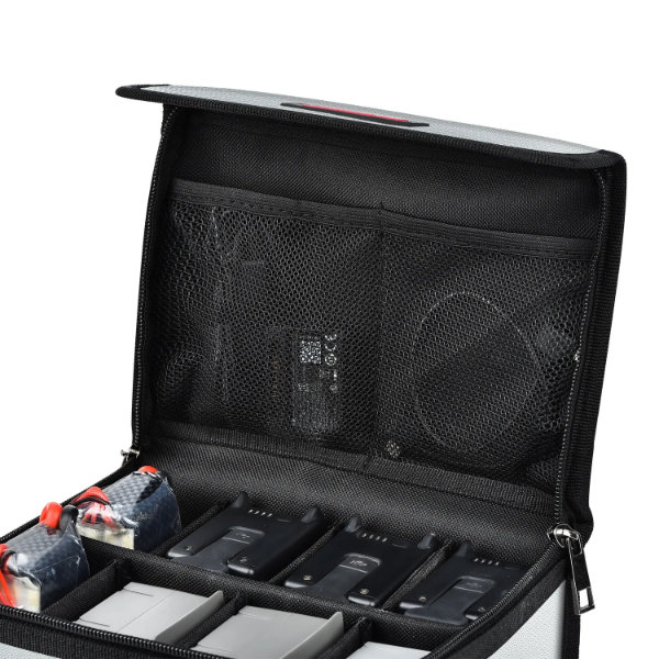 Sac ignifugé M1 compartimenté innovant pour batteries ouvert
